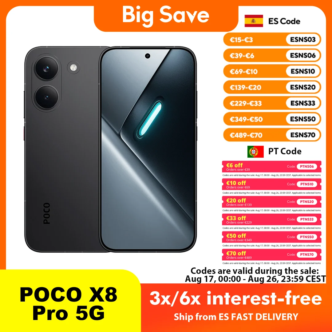 POCO X8 Pro 5G 8GB 256GB 12GB 512GB NFC Smartphone Dimensity 8500-Ultra Batteria 6500mAh Sensore Sony IMX882 50MP