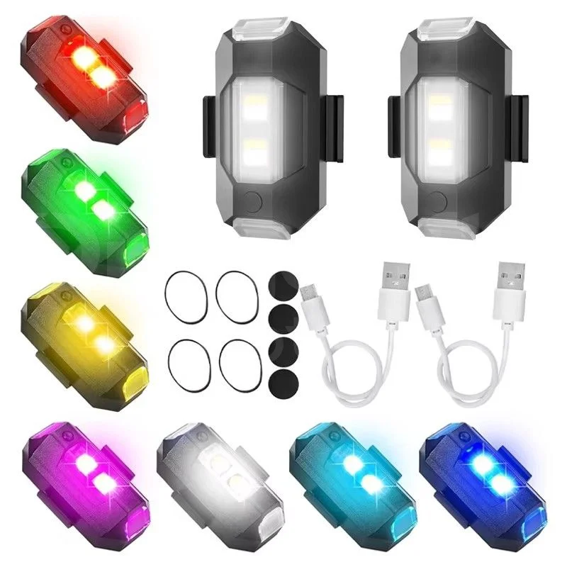 Luce stroboscopica universale per moto Lampada di avvertimento per auto USB LED Anti-collisione Drone per bici Volo notturno Mini luce di segnalazione lampeggiante