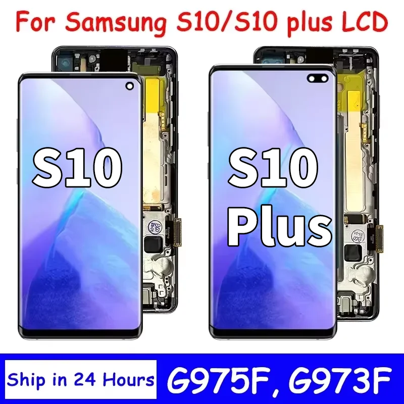 Display LCD TFT di Qualità con Cornice per Samsung S10 Plus S10+ G975F, Schermo Touch Digitale per Samsung S10 G973F, Ricambio Schermo