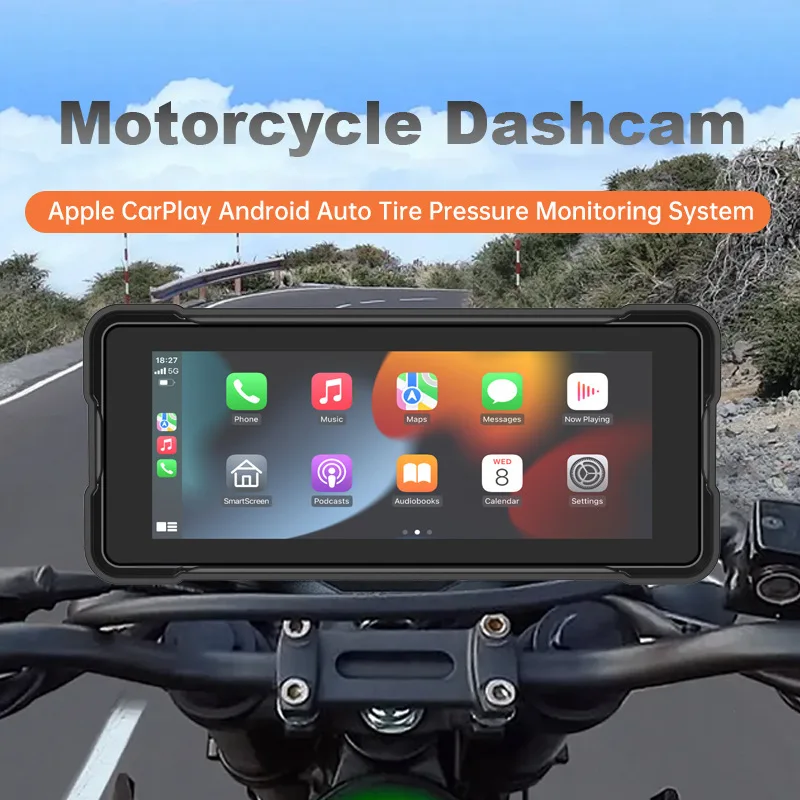 Navigatore GPS per Moto con Doppio Schermo, Bluetooth, Display IP67 Impermeabile, Carplay e Interfono per Casco, Accessori Moto