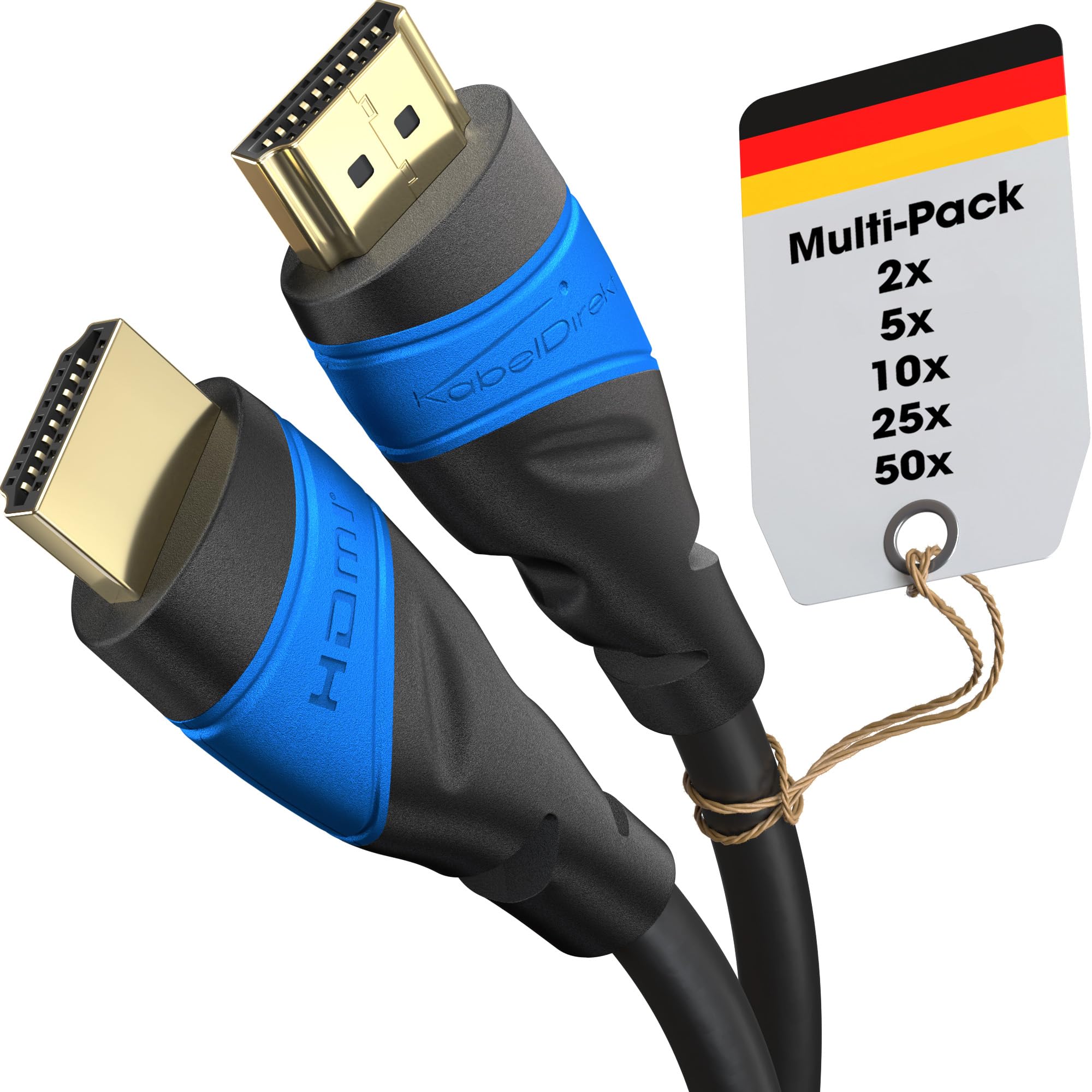 KabelDirekt – Cavo HDMI 4K – 5x 7,5m – Tecnologia Flexcore tedesca | 4K@60Hz, High Speed HDMI – per PS5, Xbox Series X/S, Switch 2, PC & Blu-ray – anti-interferenze & flessibile