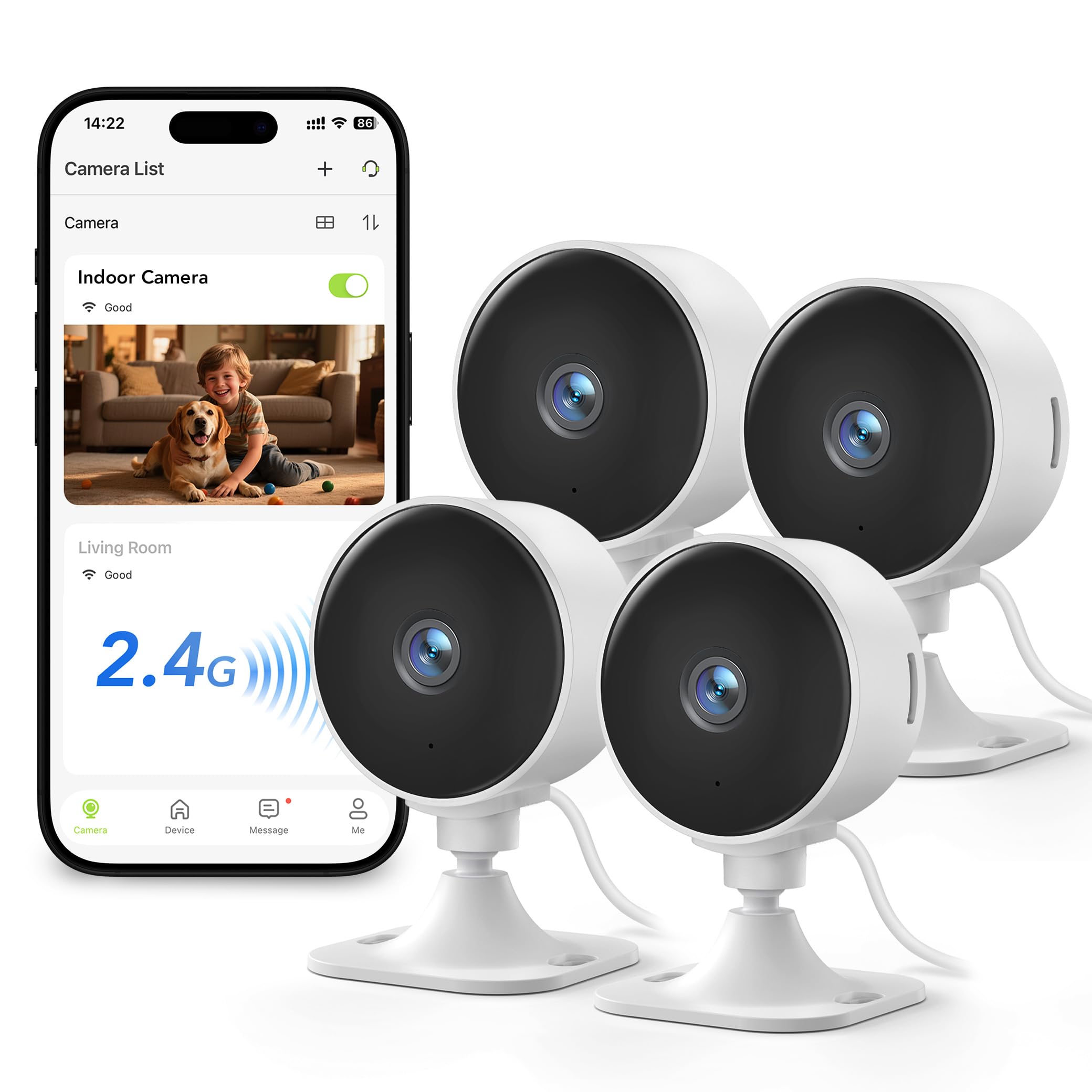 GNCC Telecamere WiFi Interno 4 Pezzi, Videocamera Sorveglianza 2,4G Wi-Fi | 1080P HD Visione Notturna, Audio Bidirezionale, PIR Rilevamento del Movimento, Allarme, con Alexa/Googl…