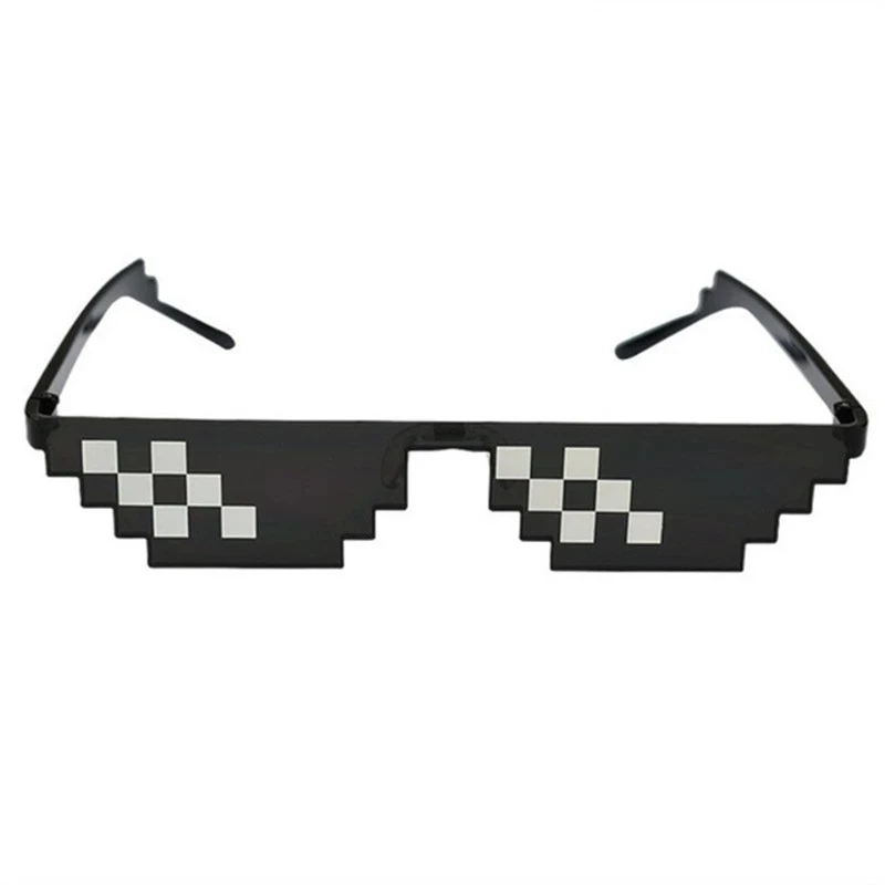 Occhiali da Sole Pixelati 8 Bit Thug Life, Occhiali da Festa Unisex, Occhiali Vintage UV400, Regalo Unisex, Occhiali Giocattolo