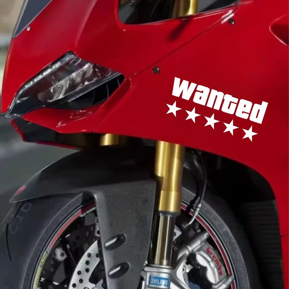 Adesivo per Moto e Auto WANTED, Decalcomania in Vinile Impermeabile Adattabile per Moto / Carrozzeria / Casco, Accessori Decorativi per Moto