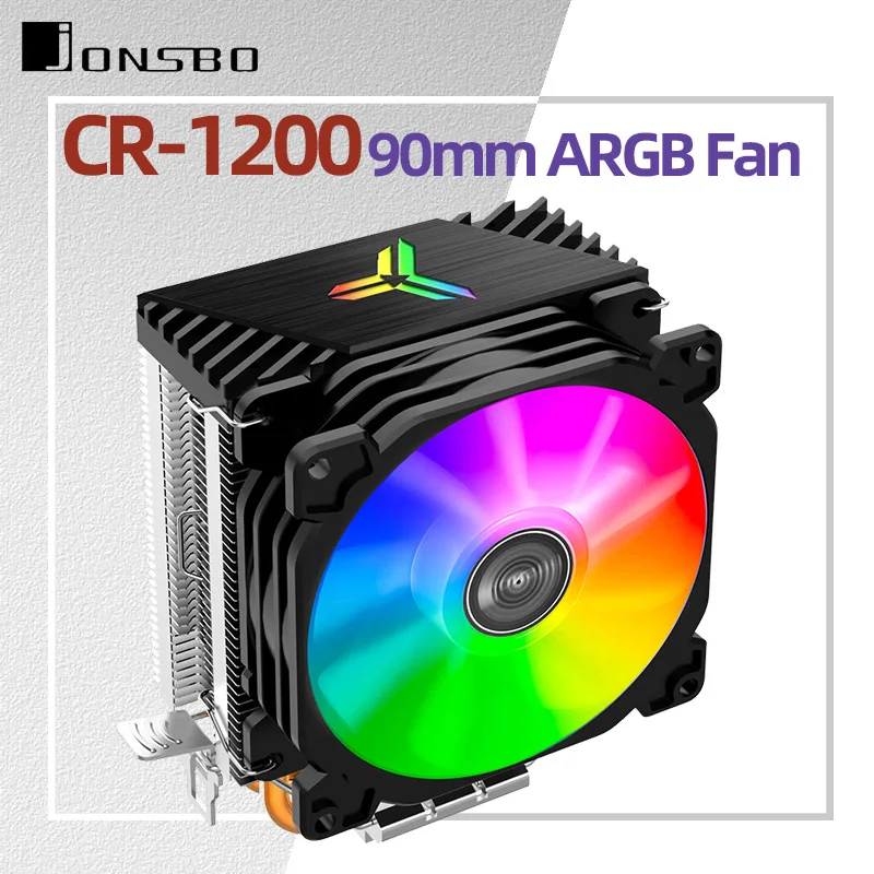 Jonsbo CR1200 CPU Cooler 2 Heat Pipe Tower RGB Effetto luce colorata Ventola da 9 cm Radiatore PC per Inter LGA115X 1200 1700 AMD AM4
