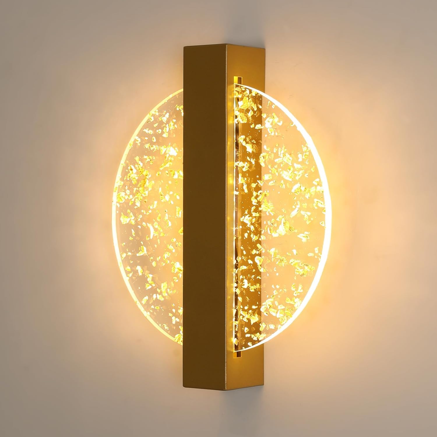 DELIPOP Applique da Parete Interno Oro, 12W 3000K Rotonda Lampada da Parete | Lampada a Muro Moderno per Camera da Letto Soggiorno Corridoio Scale