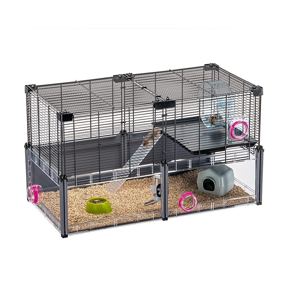 FERPLAST - Gabbia per criceti grande - Gabbia per topolini - Rete metallica - con accessori - Modulare - Multipla Hamster, 72,5 x 37,5 x h 42 CM