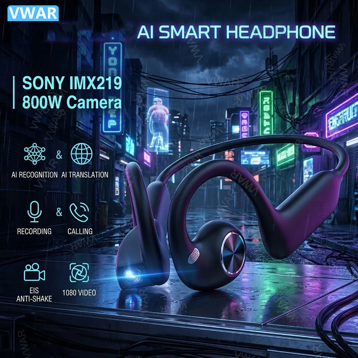 Nuove Cuffie Intelligenti 2026 con Fotocamera da 800W Pixel, Registrazione Video, Riconoscimento Foto AI, Chiamate Bluetooth e Traduzione Vocale