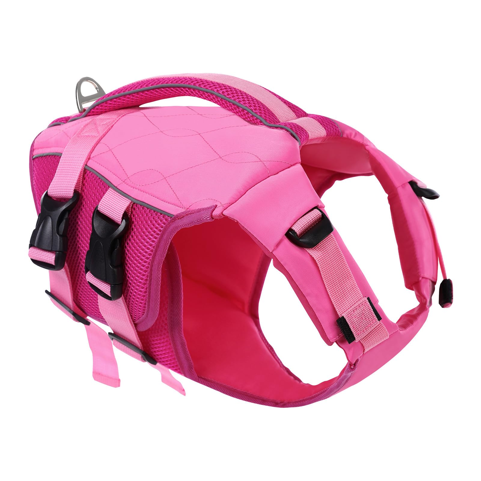 KONVINIT Giubbotto di salvataggio per cani con strisce riflettenti, rosa, M