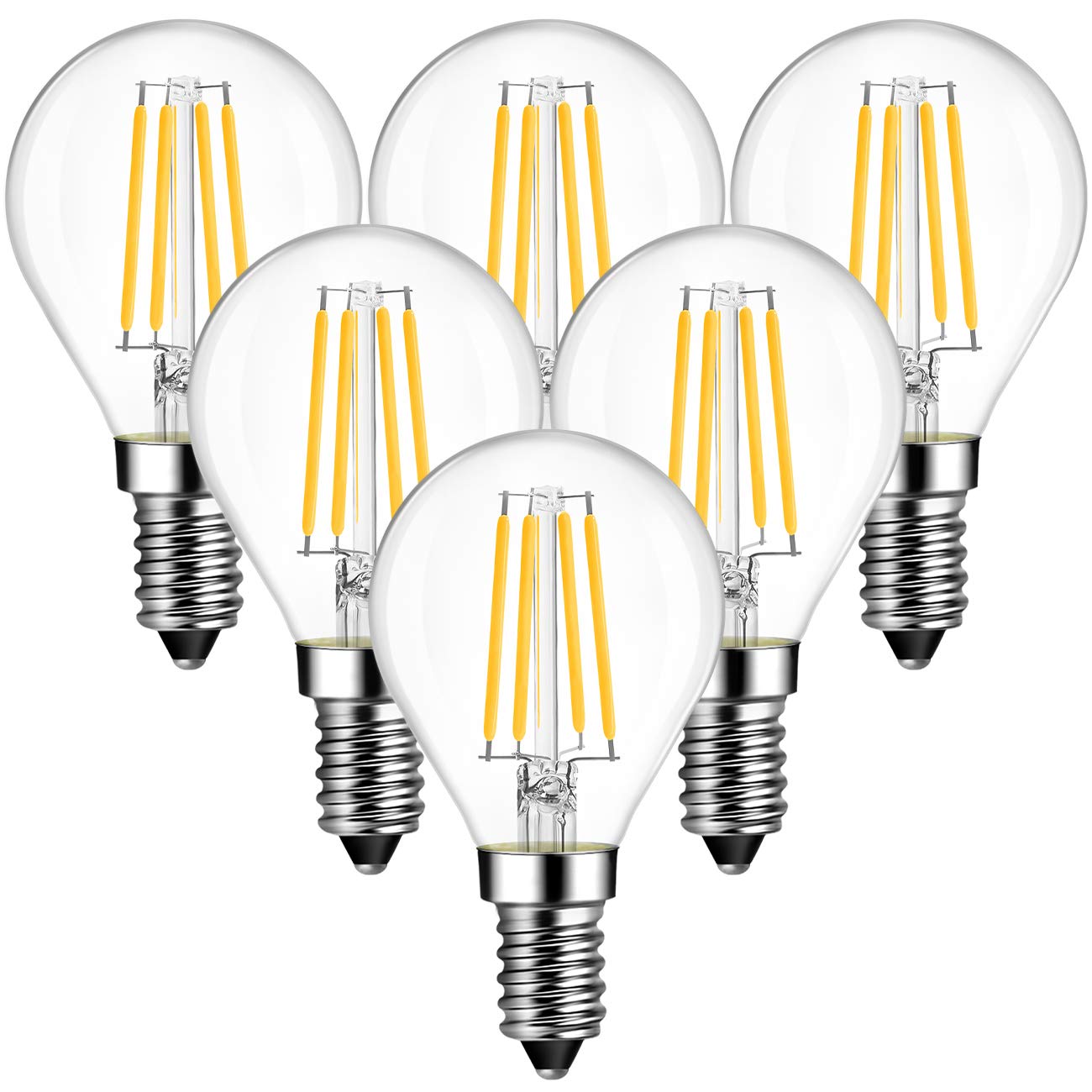 ANWIO Lampadine LED E14 Luce Calda Filamento, Lampadina LED Filamento 5.5W Equivalente a 60W, 806 Lumen, Colore Bianco Caldo 2700K, Lampade LED G45 Stile Vintage Retrò, Non Dimmer…