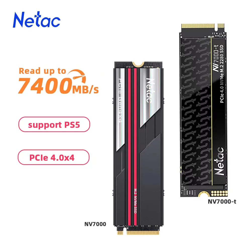 Netac 7400MB/s SSD NVMe M2 2TB 1TB 512GB 4TB Disco rigido interno a stato solido M.2 PCIe 4.0x4 2280 SSD per PC portatile PS5