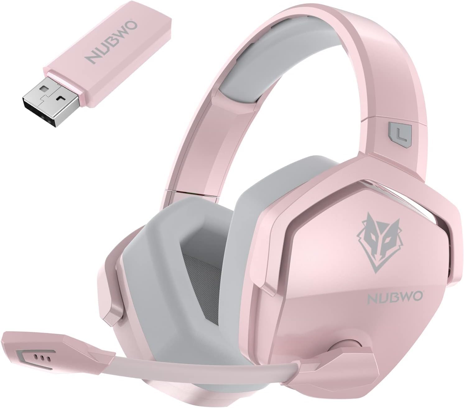 NUBWO G06 - Cuffie da gioco con microfono per PS5, PS4, PC, mobile: 2,4 GHz wireless + Bluetooth, batteria da 100 ore, driver da 50 mm, rosa