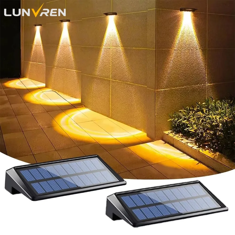 Confezione da 2 luci da parete solari 4 luci da recinzione solari a LED luci da ponte solari impermeabili per esterni luci da parete per recinzione post cortile