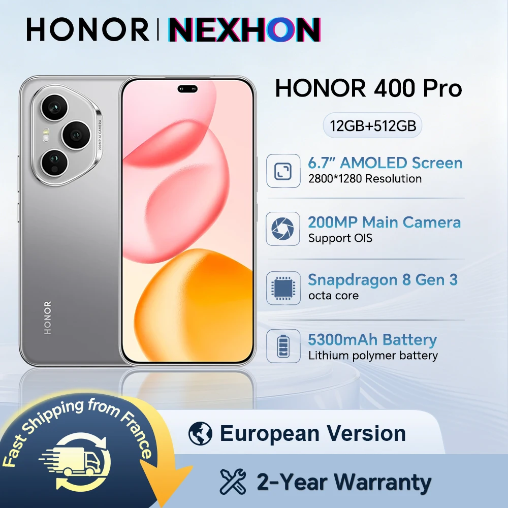 HONOR 400 Pro, Versione EU, Smartphone 5G, Fotocamera Principale AI Ultra-chiara da 200MP, Qualcomm Snapdragon 8 Gen 3, Batteria da 5300mAh, Nano-SIM, Smartphone HONOR