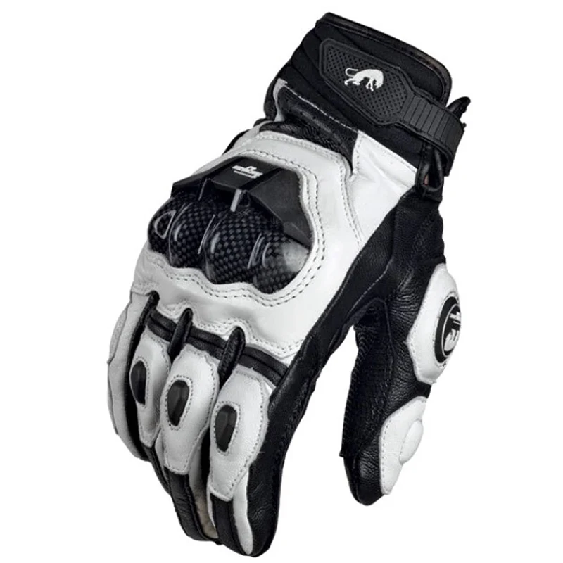 Guanti da moto Guanti da moto in vera pelle da corsa neri Guanti da squadra di equitazione su strada bianchi da uomo Estate Inverno