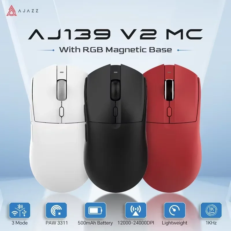 AJAZZ AJ199 Mouse Wireless da 2.4GHz Mouse ottico con ricevitore USB Gamer 26000DPI 6 pulsanti Mouse per Computer PC Laptop Desk