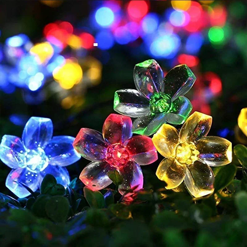 5M 20LED luci a stringa solari per esterni impermeabili 8 modalità a batteria decorazione per feste in giardino con fiori di ciliegio