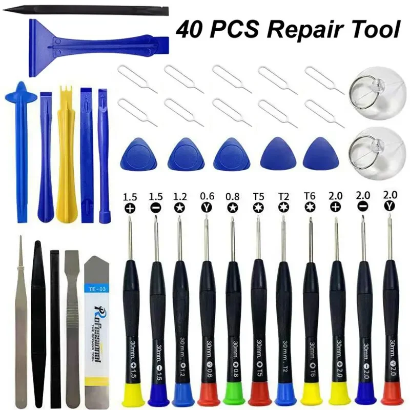 Strumenti di riparazione per telefoni cellulari 40 in 1 Set di riparazione smontabile per kit di smontaggio multifunzione con combinazione di cacciaviti per iPhone
