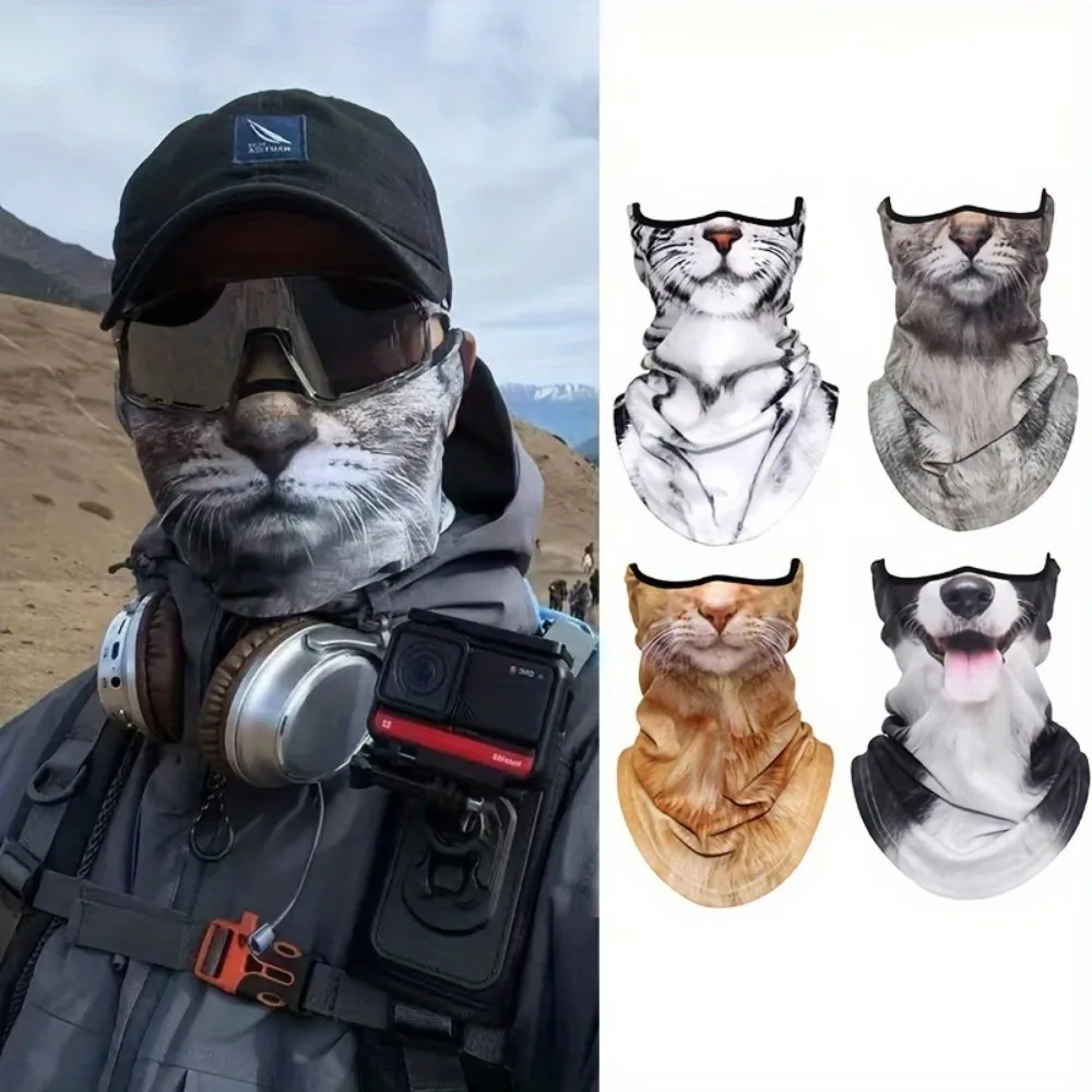 Protezione per il collo integrale estiva con design animale gatto 3D Protezione solare Fodera per casco in poliestere traspirante ad asciugatura rapida per ciclismo all'aperto