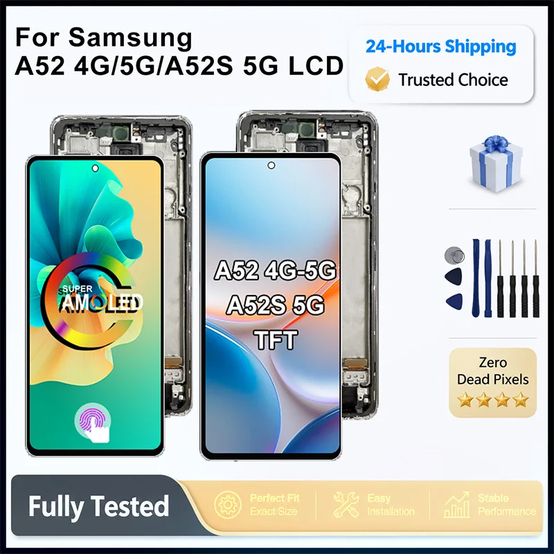 Display OLED da 6,5 pollici per Samsung Galaxy A52 4G 5G Display LCD Touch Screen digitale per Samsung A52S con sostituzione del telaio