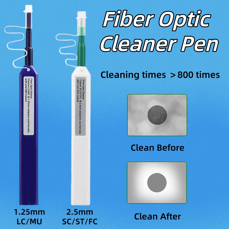 SC/FC/ST Penna per pulizia fibra ottica da 2,5 mm LC/MU 1,25 mm Strumenti per pulizia fibra con un clic Pulitore per connettori in fibra ottica