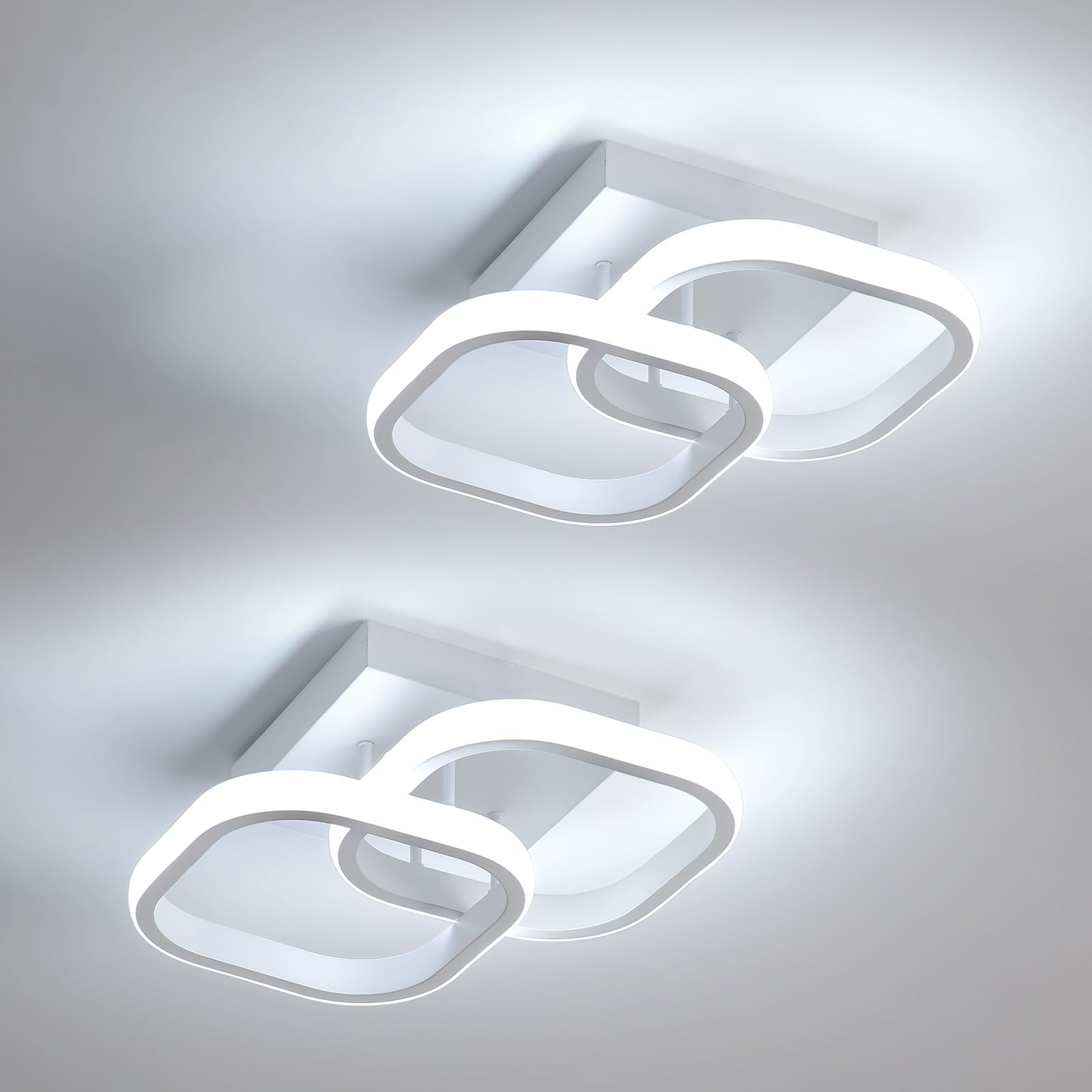 Mckalen 2 Pezzi Plafoniera LED Soffitto Moderno 22W Bianco Freddo 6500K | 22W 2475LM Lampada da Soffitto per Soggiorno, Bianco Lampadario LED Soffitto per Camera da Letto Corridoi…