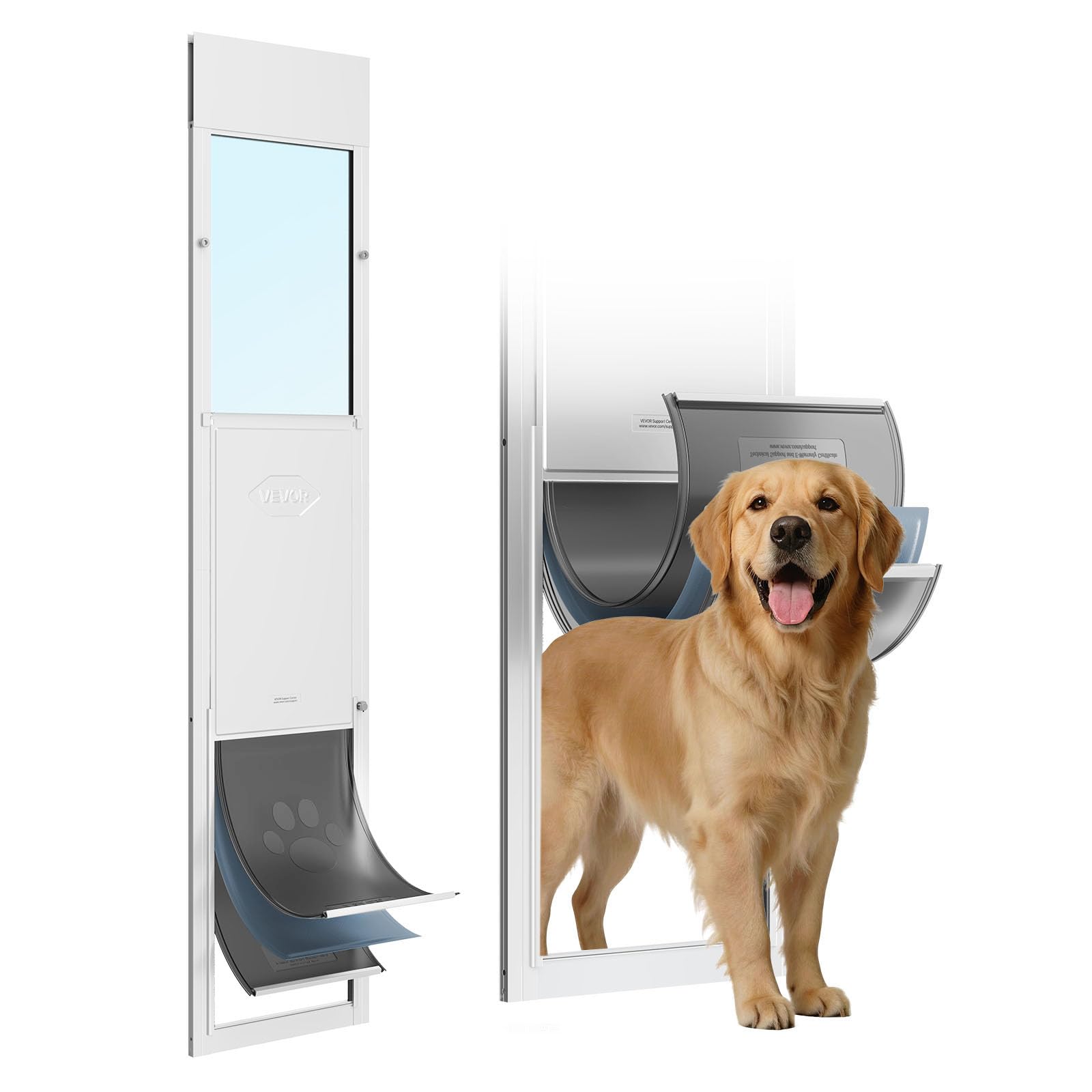 VEVOR Sportello per Cani per Porte Scorrevoli Altezza Regolabile da 1927 mm a 2049 mm, Telaio in Lega di Alluminio con Sportello Richiudibile e Cerniera Girevole, per Affitti Cani…