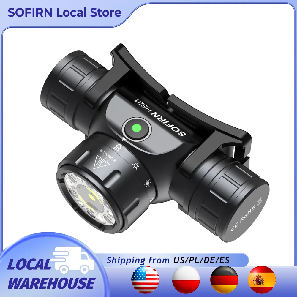 Sofirn HS21 2000lm EDC Lampada frontale 18650 USB C Torcia ricaricabile SFT40 Potente faro con interruttore a infrarossi