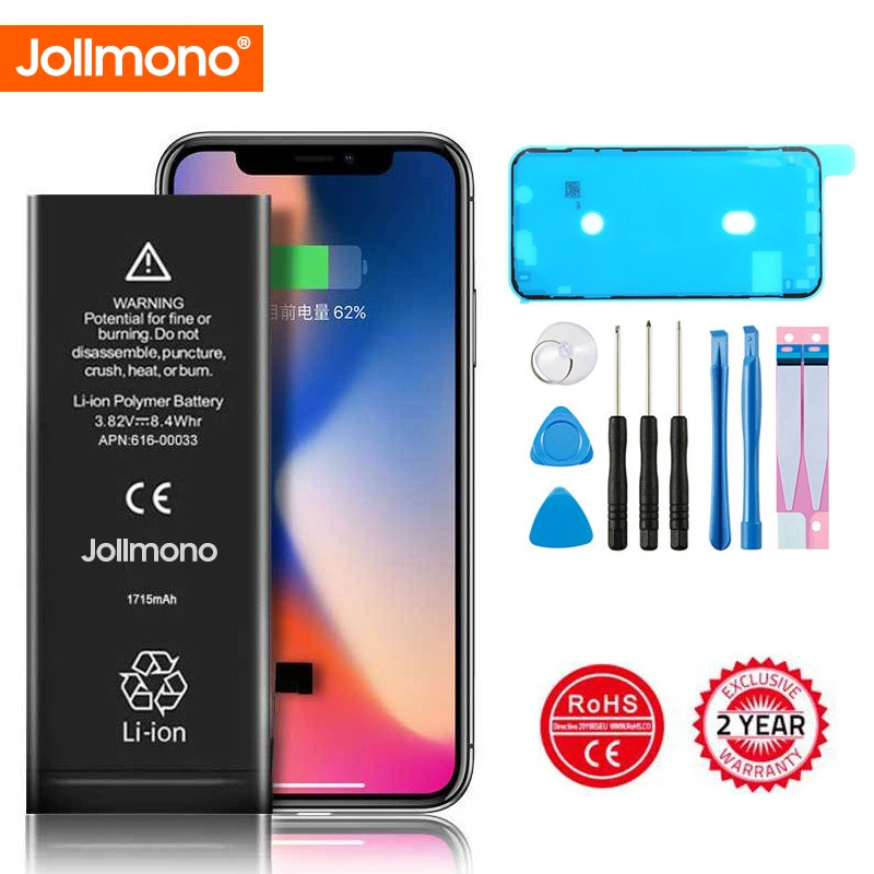 2024 Jollmono Batteria Del Telefono Per iPhone Batteria 5S 5 6S 6 7 8 Plus X SE SE2 XR XS 11 12 13 Mini Pro Max Sostituzione Bateria Strumenti