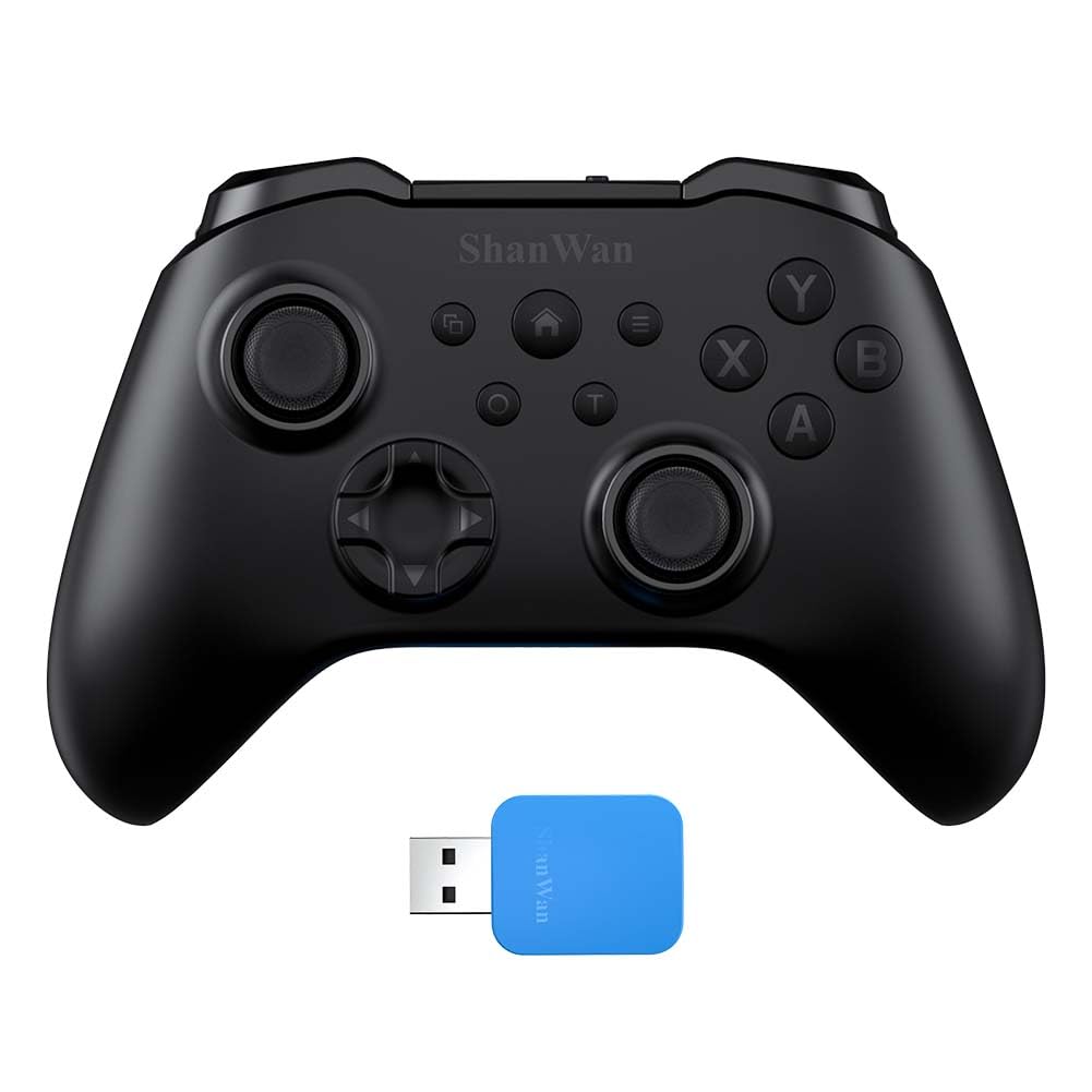 Generico ShanWan Controller Wireless per PC Windows, Android, iPhone, Switch, Steam, Gamepad 2.4G Bluetooth con grilletti ad effetto Hall, Turbo, Vibrazione Rumble (Nero)