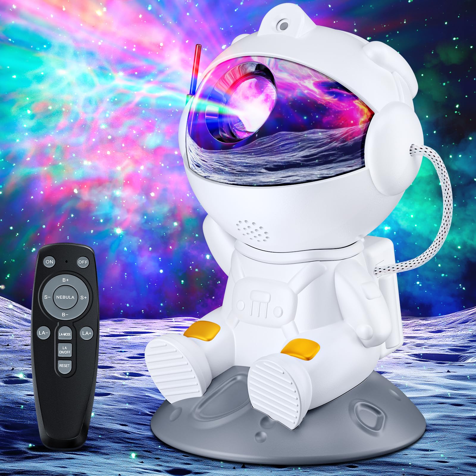 TOCVEOE Proiettore Stelle Astronauta, Lampada Notturna con Rotazione 360° | Telecomando, 8 modalità luce, proiezione per cameretta, camera da letto, festa, decorazione e atmosfera…