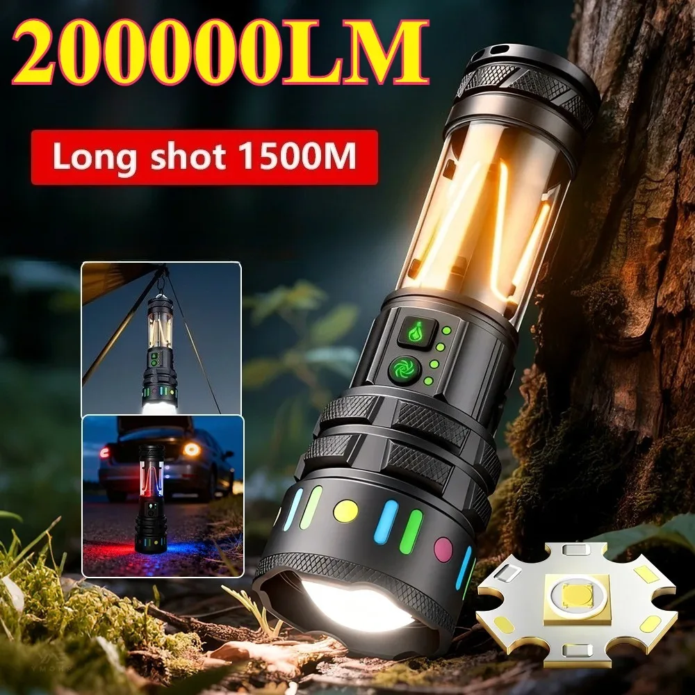 Potente Torcia LED Ultra Luminosa Ricaricabile Tramite USB-C, Torcia da Lavoro Portatile per Illuminazione Quotidiana, Esterna ed Emergenze
