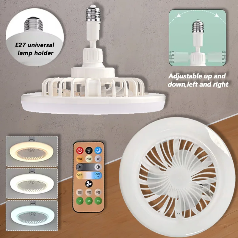 Lampade da soffitto 2 in 1 Base E27 regolabile a 3 velocità Dimmerabile infinitamente per soggiorno Camera da letto Studio Luce decorativa a LED