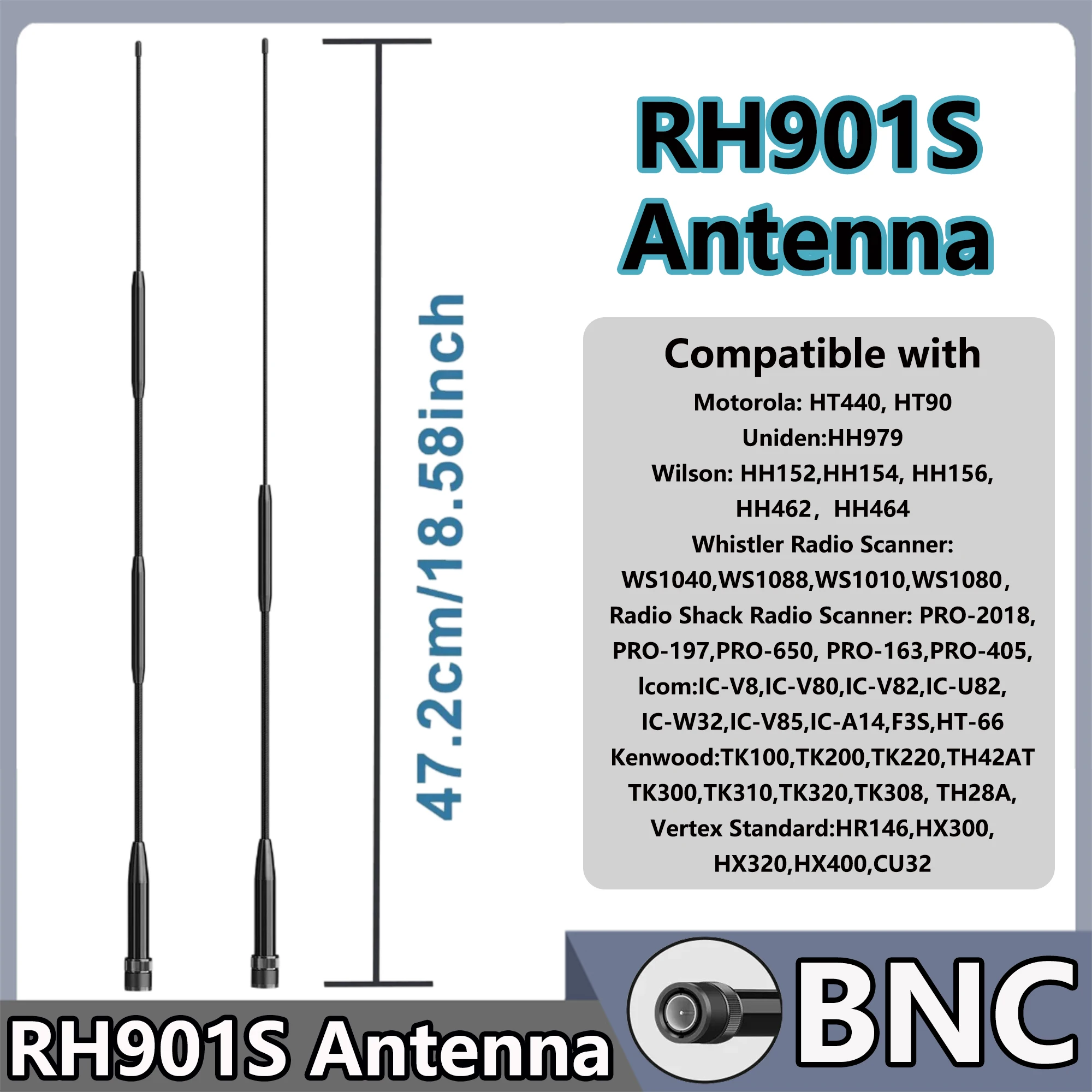 RH901S Antenna BNC UHF VHF Soft Whip compatibile con TK100 TK200 TH42AT Moto HT440 Vertex Standard 734 Walkie Talkie Accessorio