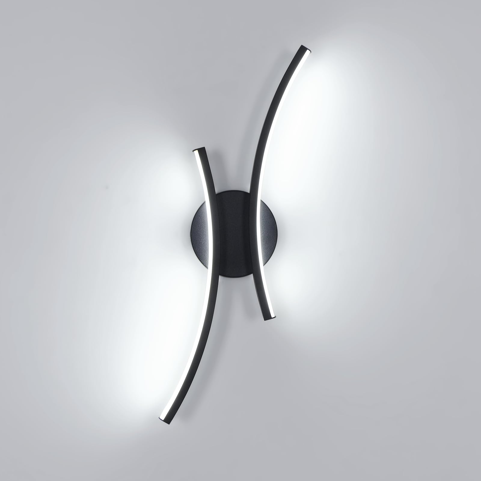 Mckalen Applique da Parete LED 20W Lampada da Parete Interno 44.5CM 6500K | 20W 2250LM Moderno Nero LED Lampada a Muro Creativo per Camera da Letto Bagno Soggiorno Scale Corridoio…
