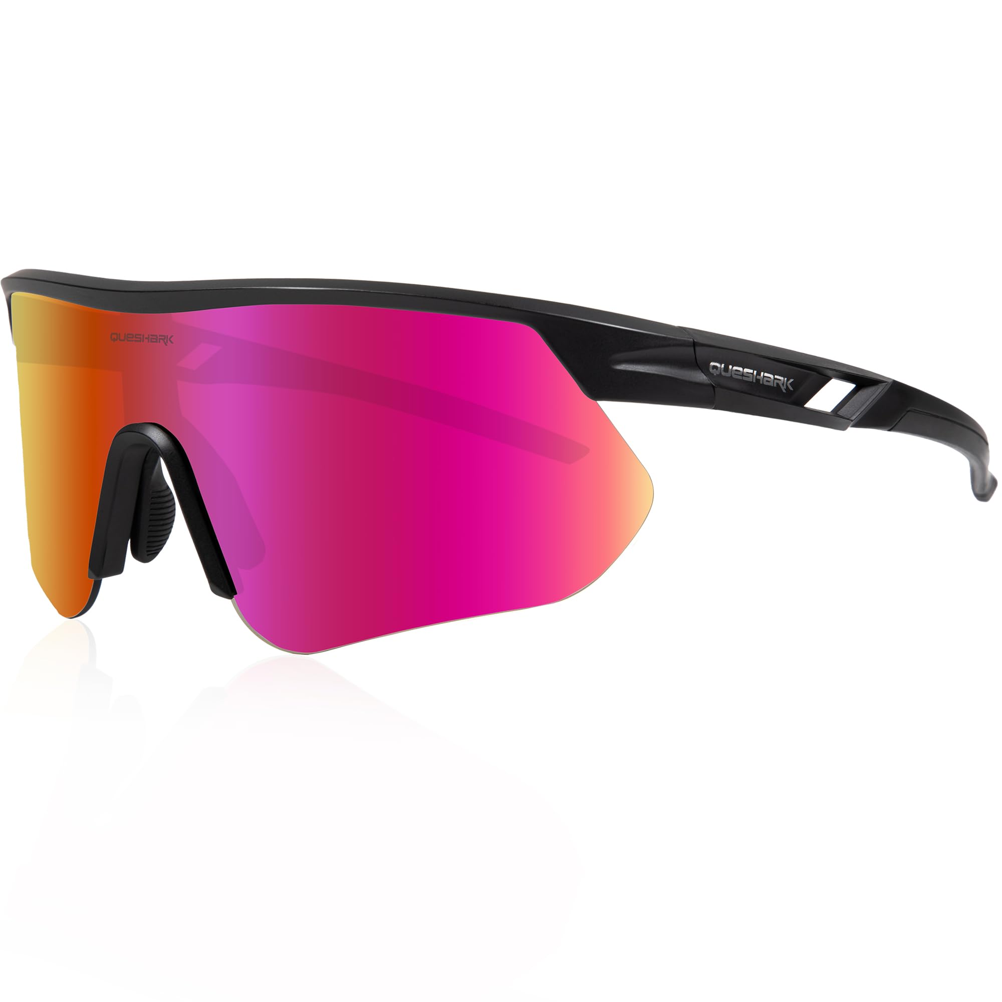 Queshark Occhiali Ciclismo, Occhiali Running Uomo Donna, Occhiali Veloci, TR90 Telaio & Protezione UV400, Occhiali da Sole Sportivi per Ciclismo Corsa Pesca Baseball Sci