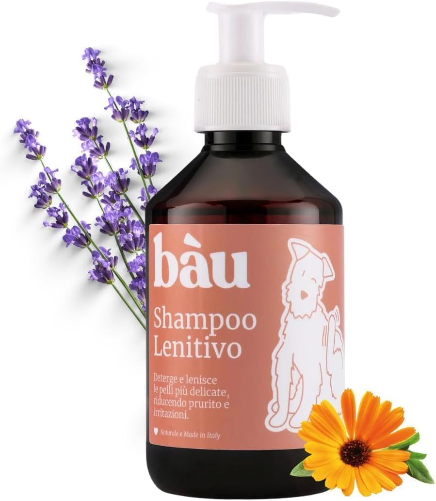 Bau Cosmesi Shampoo Lenitivo per Cani, Sollievo per Pelle Sensibile, Shampoo Cane Dermatite Dermatite Con Camomilla, Calendula e Lavanda, Shampoo per Prurito Cane e Gatto Idratant…
