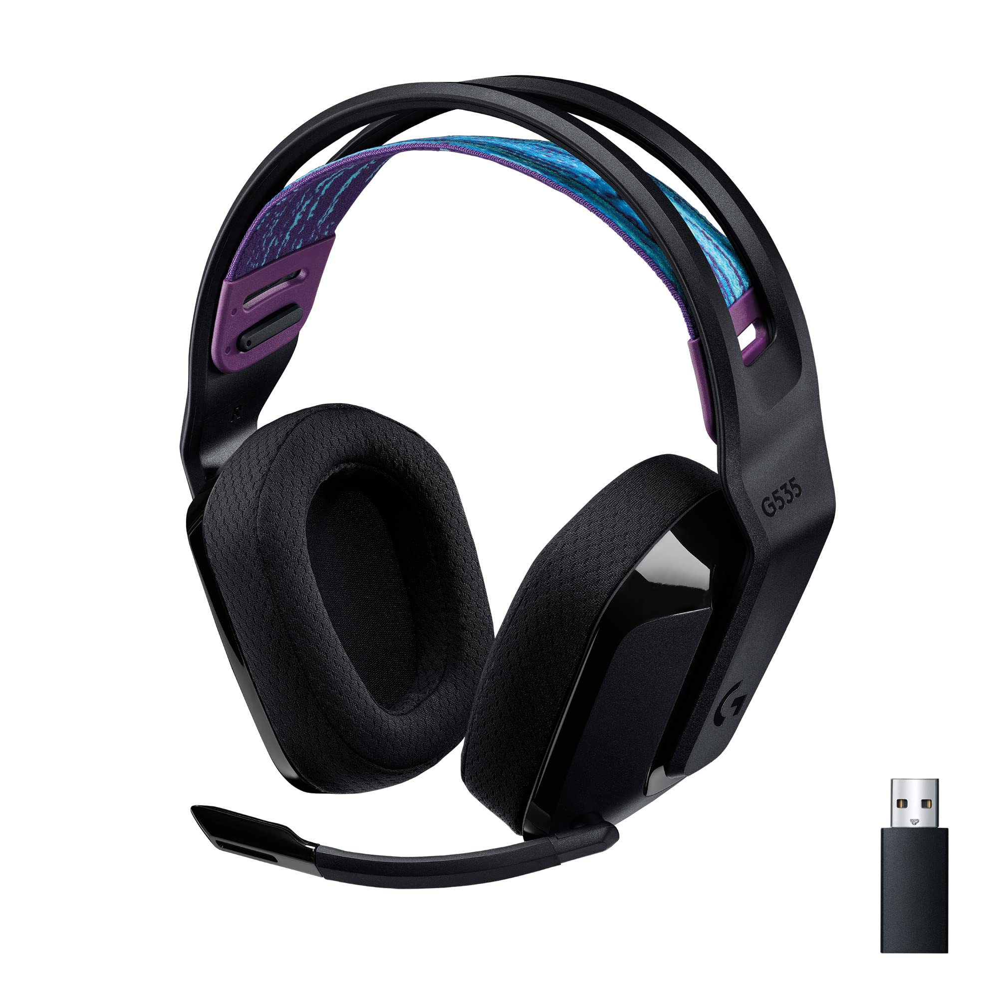 Logitech G535 LIGHTSPEED Cuffia con microfono gaming wireless | Cuffie supra-aurali, microfono flip-to-mute, audio stereo, PC/PS4/PS5, ricaricabile USB - Nero