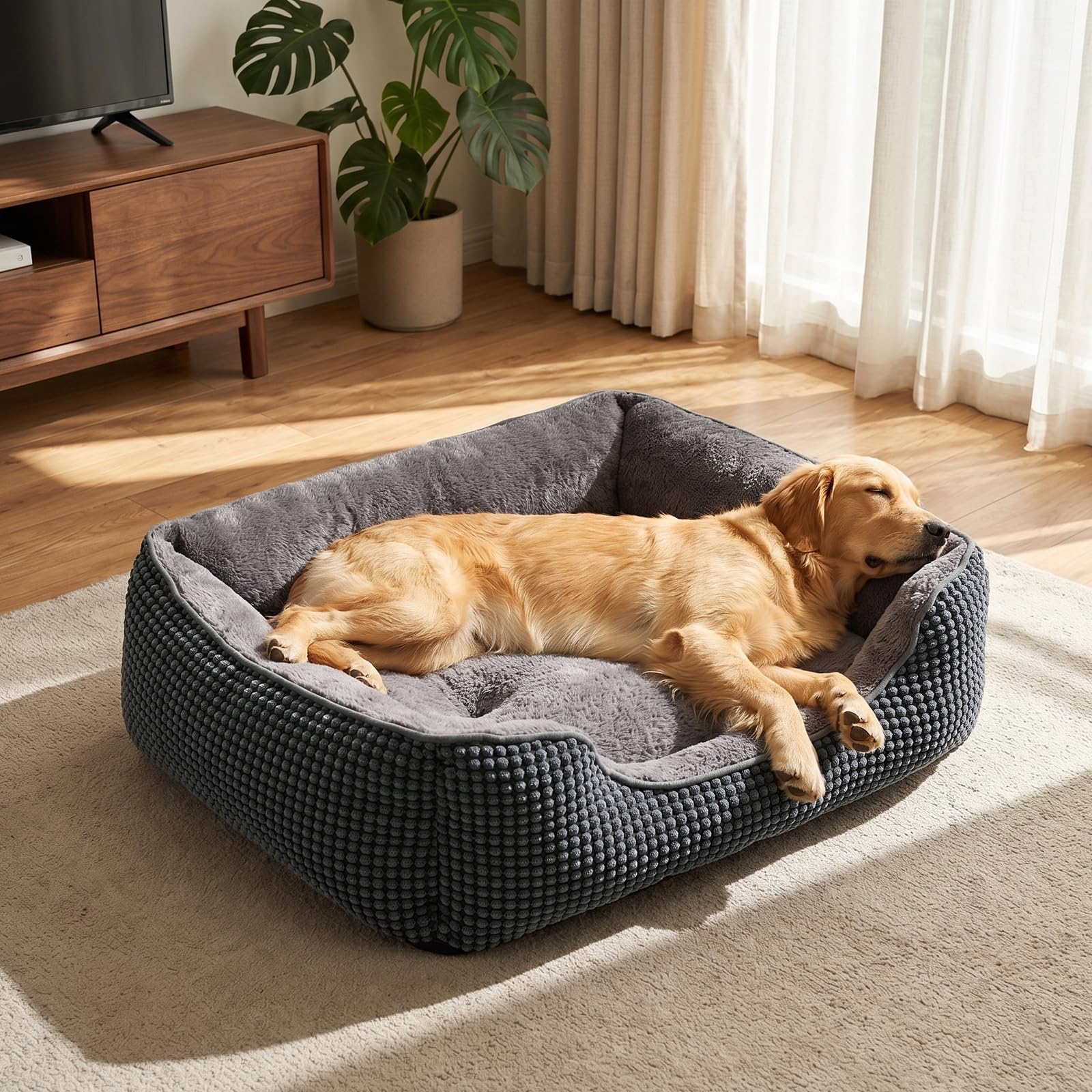 FURTIME Cuccia Cane Interno Grande, Cuccia per Cani Lavabile, 89x63x23cm | Cuccia Cane Anti-Ansia Supporto, Cuccia Cani Soffice Antiscivolo Lavabile, Peluche PV Morbido e Corduroy…