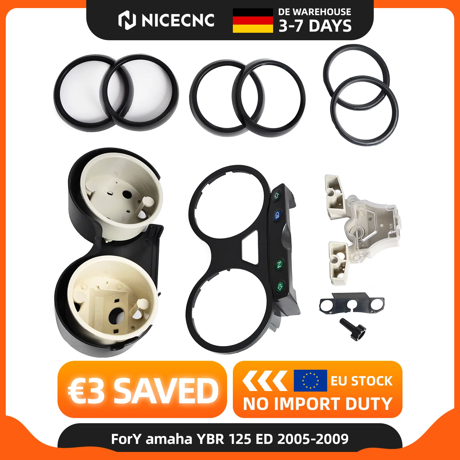 Copertura per Tachimetro e Contagiri Moto NICECNC per Yamaha YBR125ED 2005-2009, YBR 125, YBR 125ED 2005 2006 2007 2008 2009