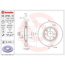 2X Disco Freno Brembo 09.8760.10 Prime Line per Citroën Opel Peugeot