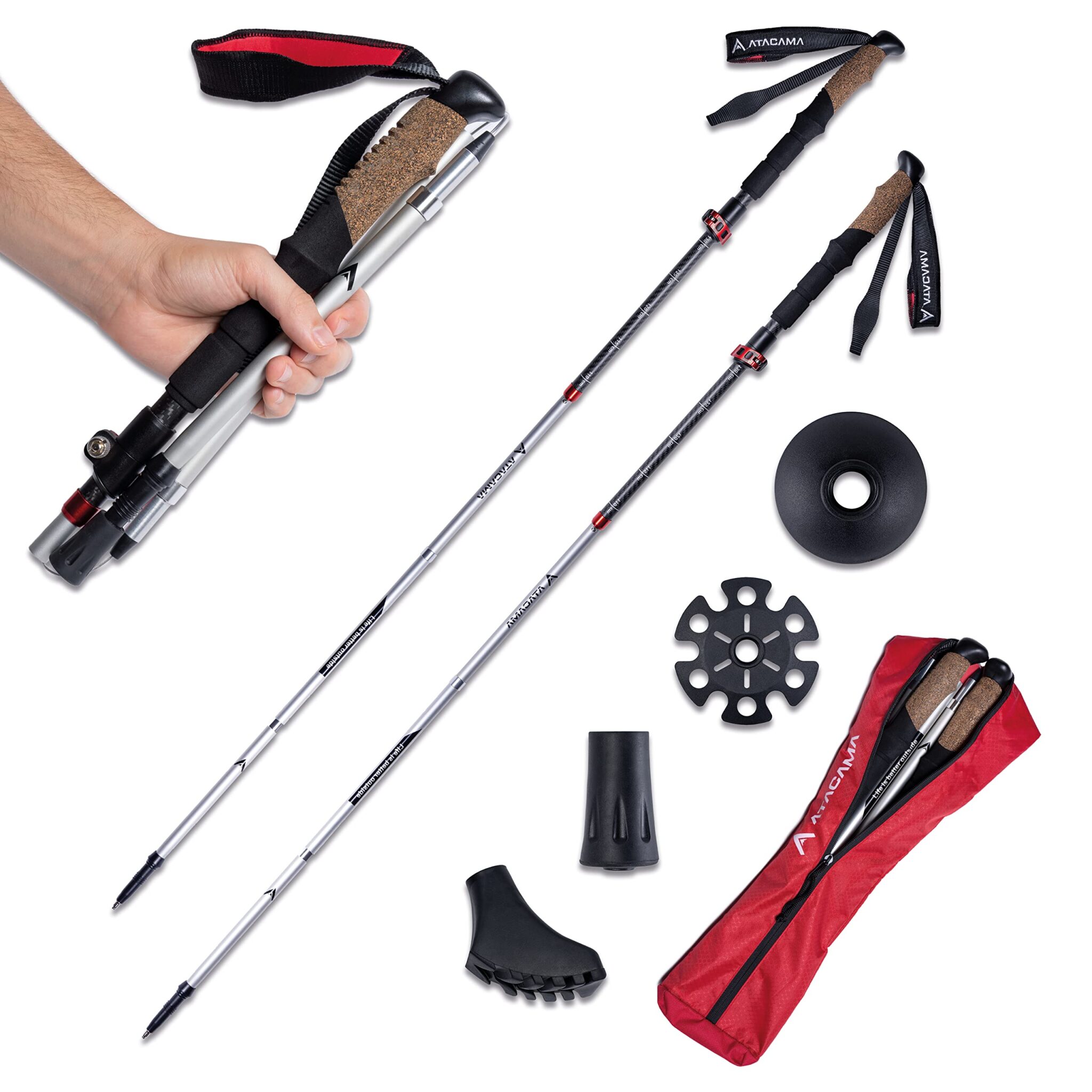 Atacama Bastoni da trekking telescopici – in carbonio 3k e alluminio 7075 Nordic Walking con manico in sughero per uomo e donna – angolo regolabile facilmente allungabile