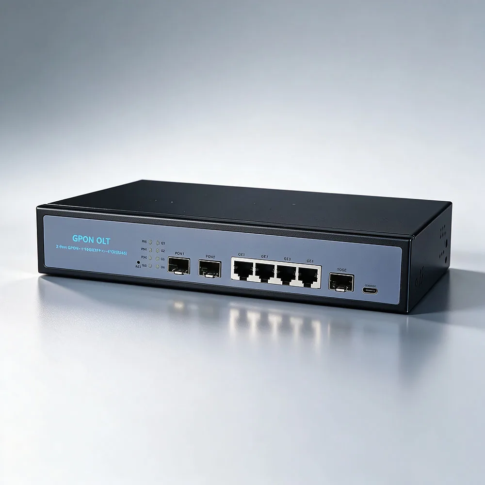 OLT Mini GPON a 2 Porte AC 100~240V, Apparecchiatura in Fibra Ottica con SFP C++ 9dB