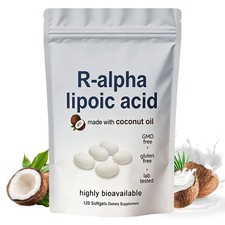 Acido R-alfa Lipoico 600mg con Olio MCT, 120 Capsule Morbide, Supporto Antiossidante