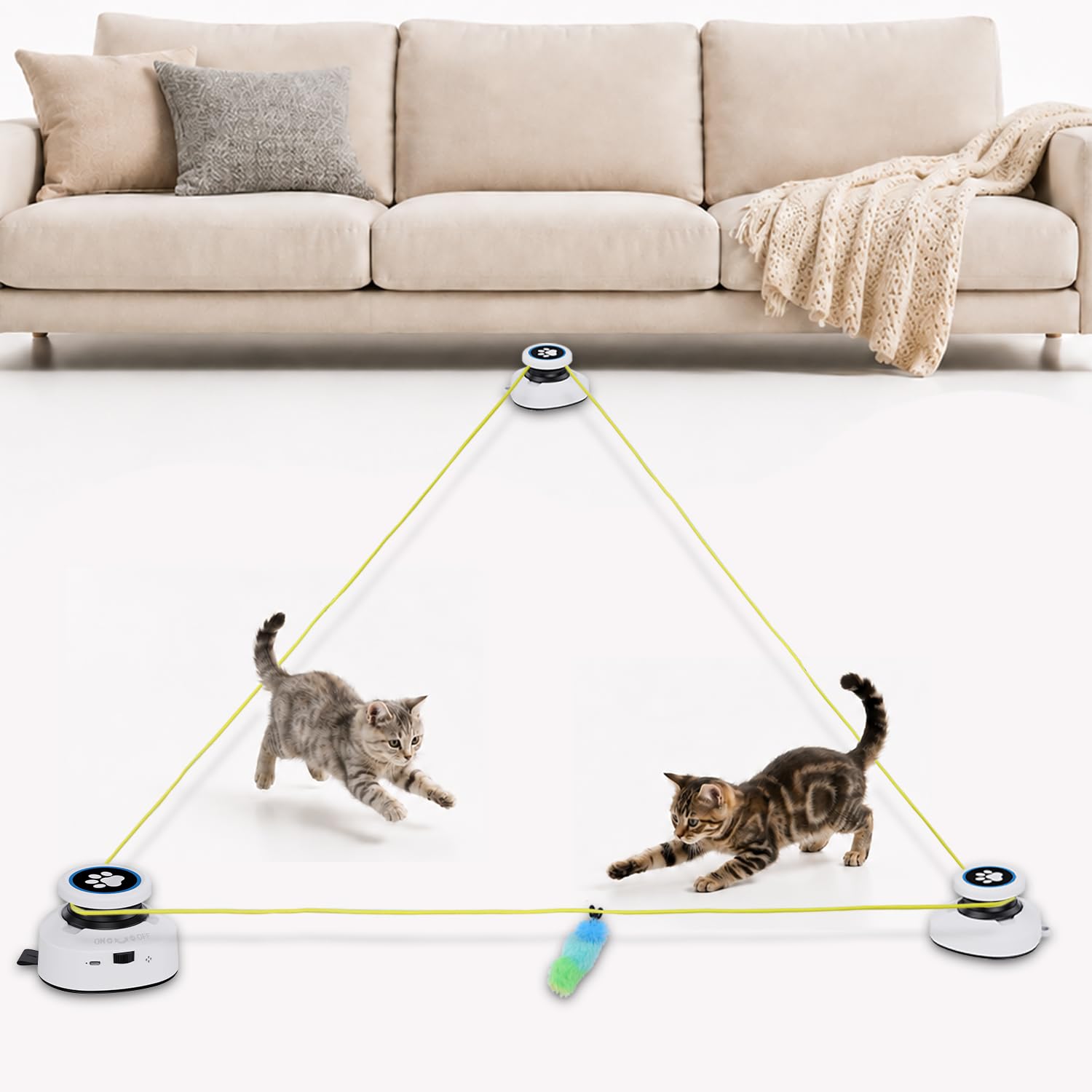 Ultralent Giocattolo Interattivo per Gatti con Telecomando, Ricaricabile | Auto/manuale, Timer, Silenzioso, Giocattolo per Gatti per Interni, Giochi di Pesca e Movimento, Velocità…
