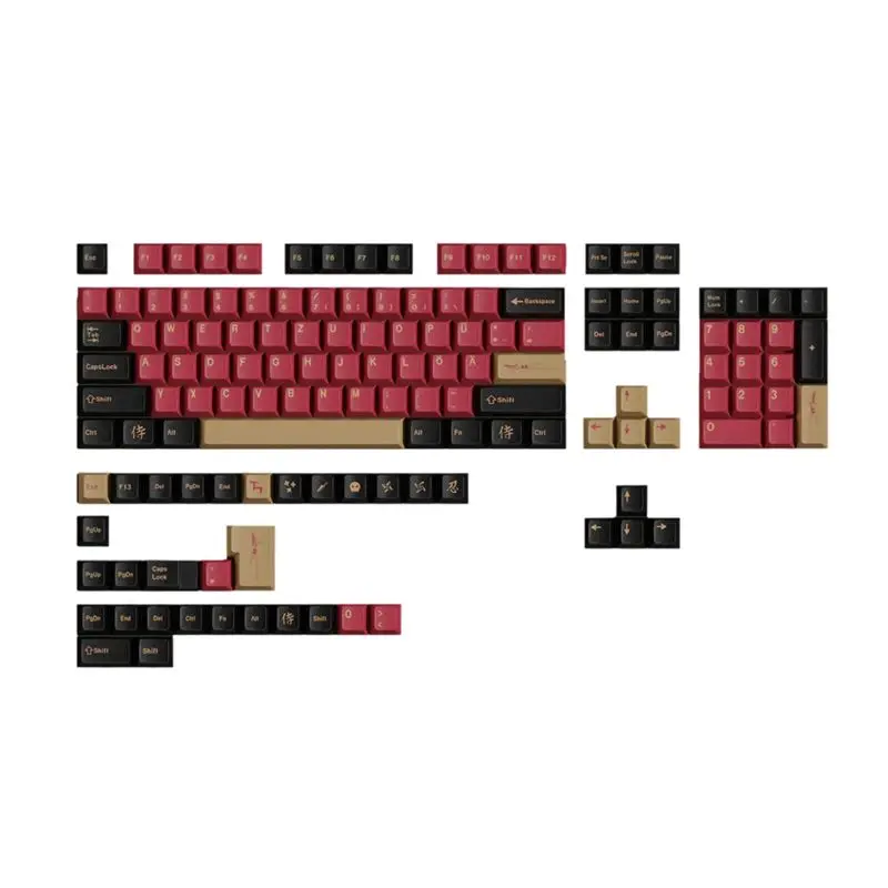 Set di Tasti A01E in PBT, Profilo Cherry, Rosso Samurai, Set Completo di Copritasti