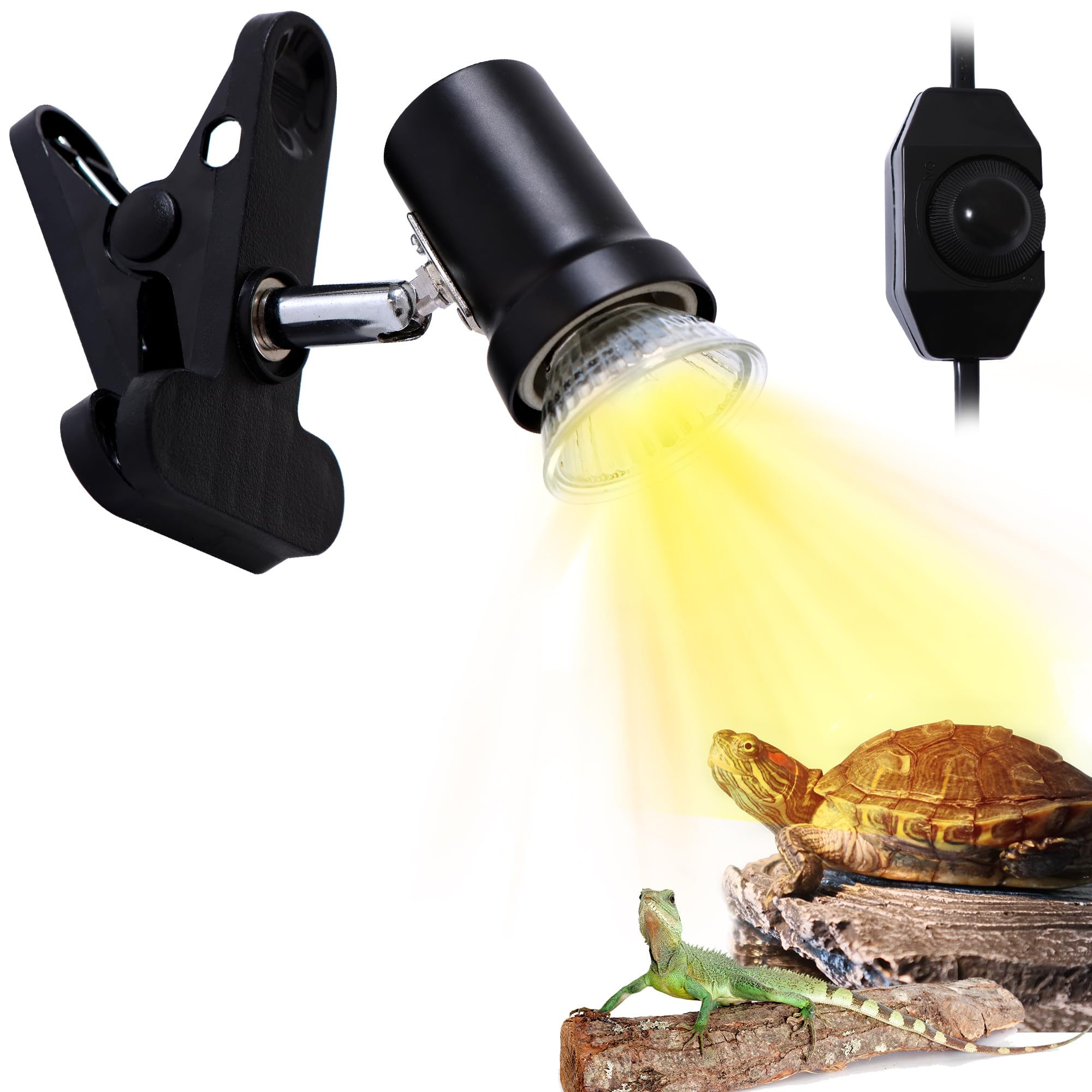 PewinGo Lampada Tartarughe (con 1 lampadine da 50W), Dimmerabile, Lampada Rettile UVA UVB, per Serpente, Lucertola, Cacatua, Camaleonte ecc