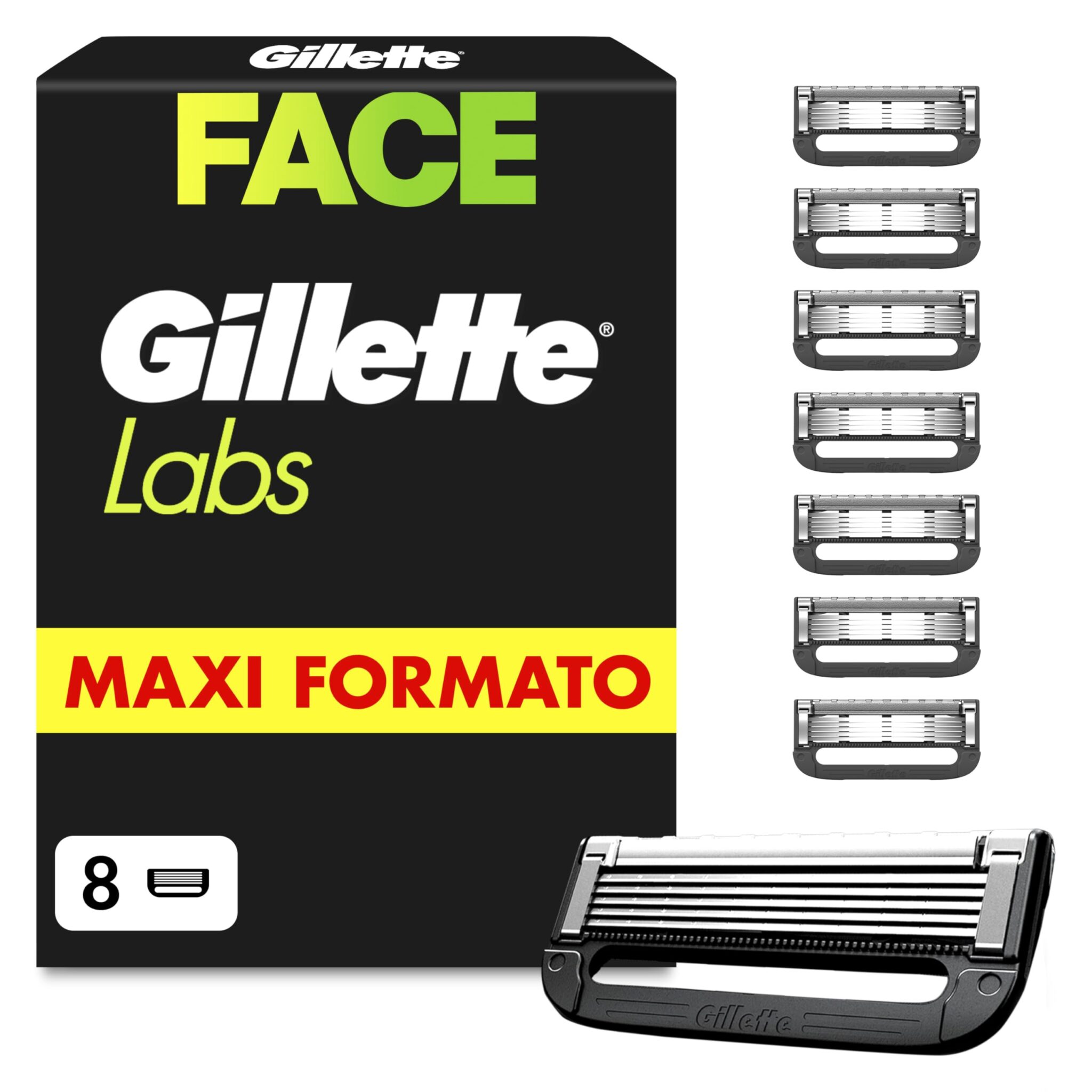 Gillette Labs Lamette di Ricambio Gillette Labs per Rasoio Barba Manuale da Uomo, Confezione da 8, Compatibili con i Rasoi Gillettelabs con Barra Esfoliante e Heated Razor