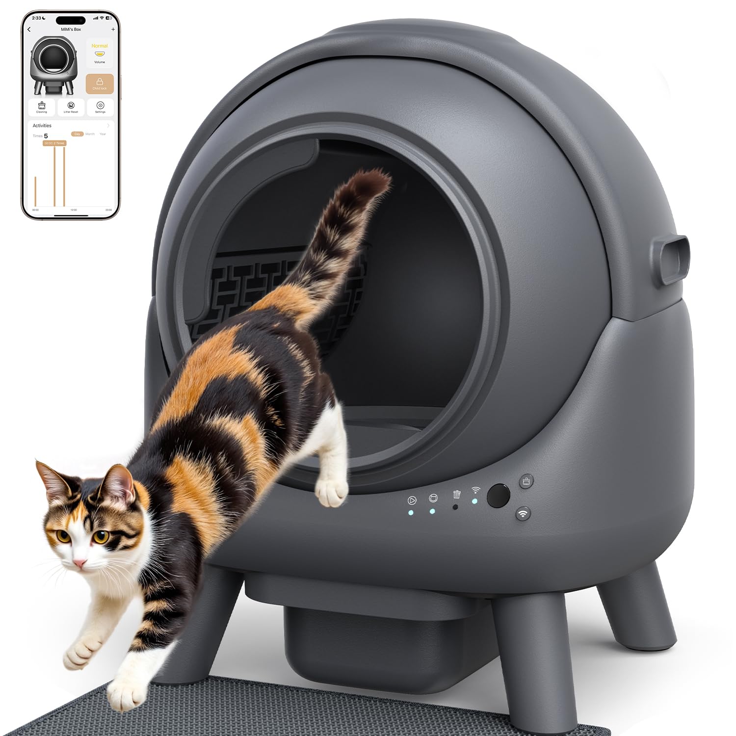 Lettiera Gatto Autopulente, FEELNEEDY Lettiera Automatica Per Gatti 65L | Anti.Trappola/Triplo Anti-Odore/Sicurezza/Controllo Da APP/Facile Da Pulire e Montare, ldeale per Multi G…