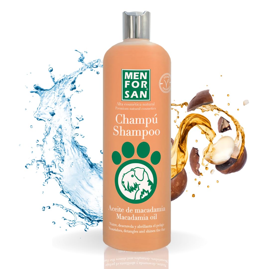 MENFORSAN Shampoo per Cani all'Olio di Macadamia | Nutre e Ravviva il Mantello | Potere Districante | Proprietà Anti-Crespo e Restaurative | Agrumi | 1 l